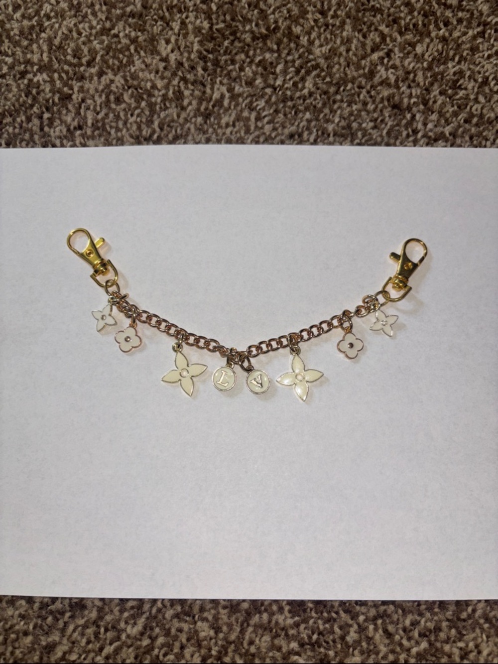 Gold-Tone Floral Purse Charm Chain Bracelet Clip-On